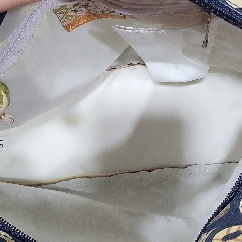 Canvas Blue, Green Tan, Orange Beach Theme Bag Purse Palm Trees, Hibiscus, Surf - Picture 13 of 14